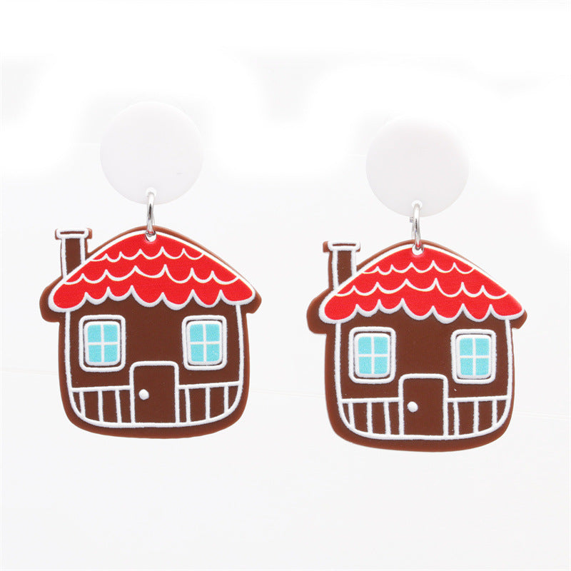 Venta al por mayor Pendientes De Acrílico De La Casa De La Navidad De La Navidad